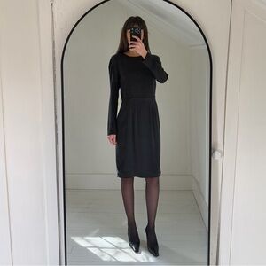 Acne Studios Vintage Y2K Silk Satin Long Sleeve Pencil Dress Black